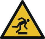 Warning — obstacles on the floor (trip hazard)